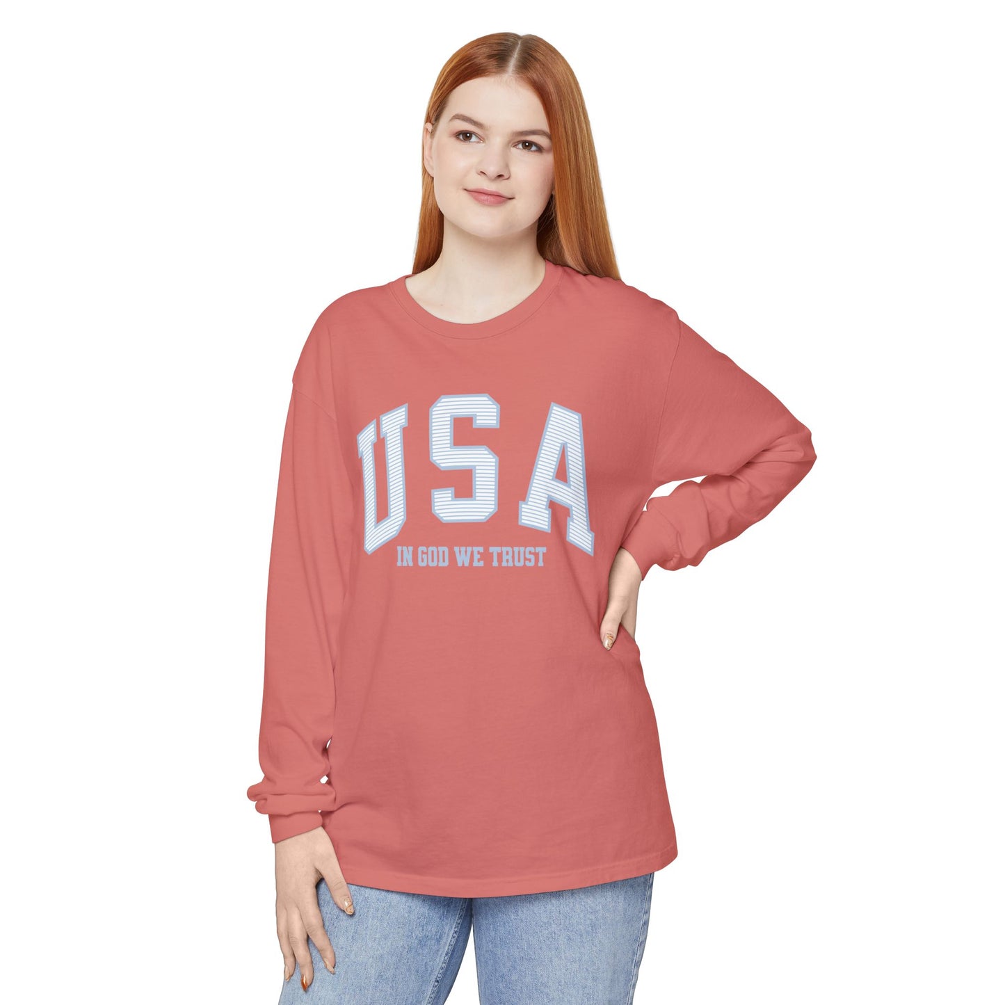 USA Striped In God We Trust Long Sleeve T-Shirt