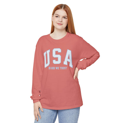 USA Striped In God We Trust Long Sleeve T-Shirt