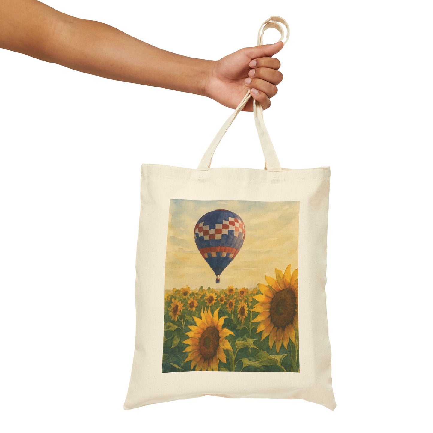 Sunflower Hot Air Balloon Watercolor Tote