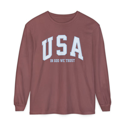 USA Striped In God We Trust Long Sleeve T-Shirt