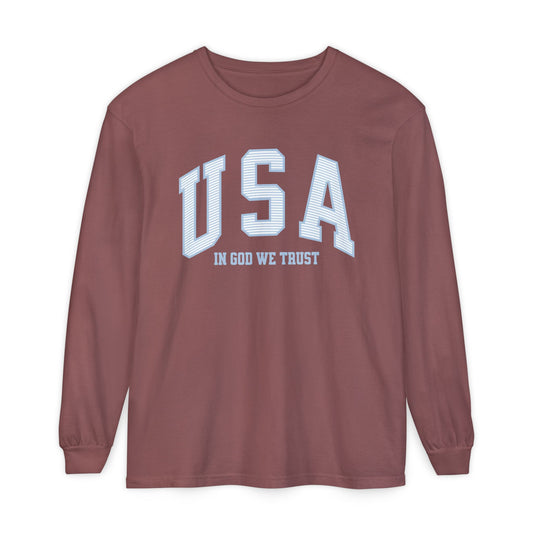 USA Striped In God We Trust Long Sleeve T-Shirt