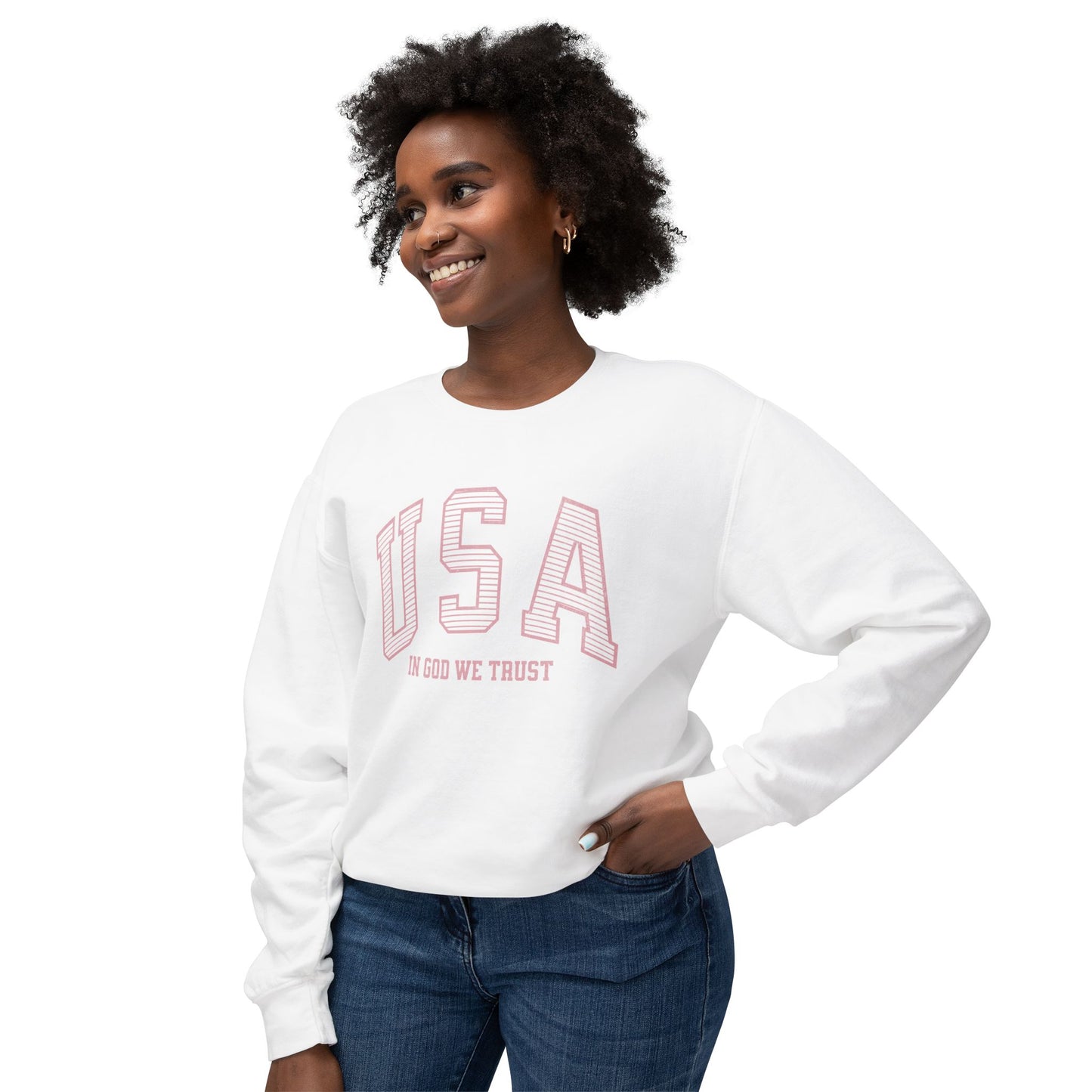USA Striped In God We Trust Lightweight Sweatshirt
