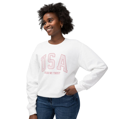 USA Striped In God We Trust Lightweight Sweatshirt