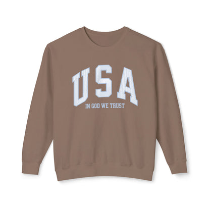 USA Striped In God We Trust Lightweight Sweatshirt - Blue Version
