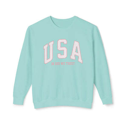 USA Striped In God We Trust Lightweight Sweatshirt
