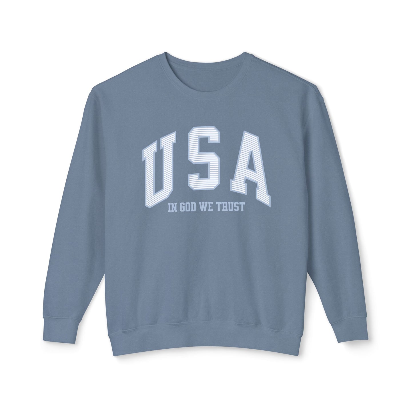 USA Striped In God We Trust Lightweight Sweatshirt - Blue Version