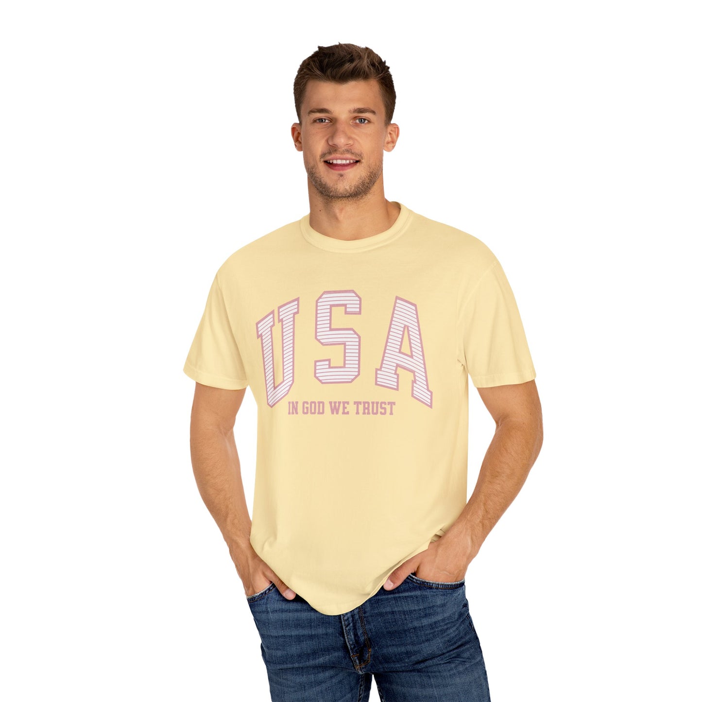 USA - In God We Trust - Distressed Stripe T-Shirt