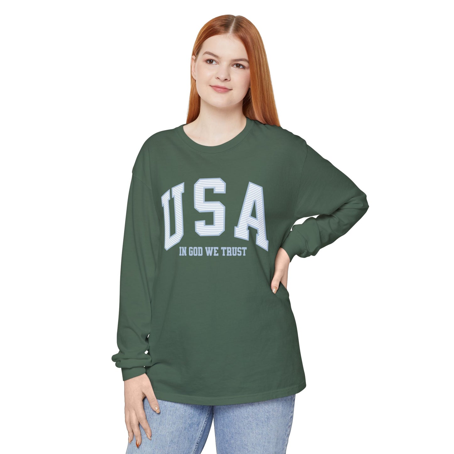 USA Striped In God We Trust Long Sleeve T-Shirt
