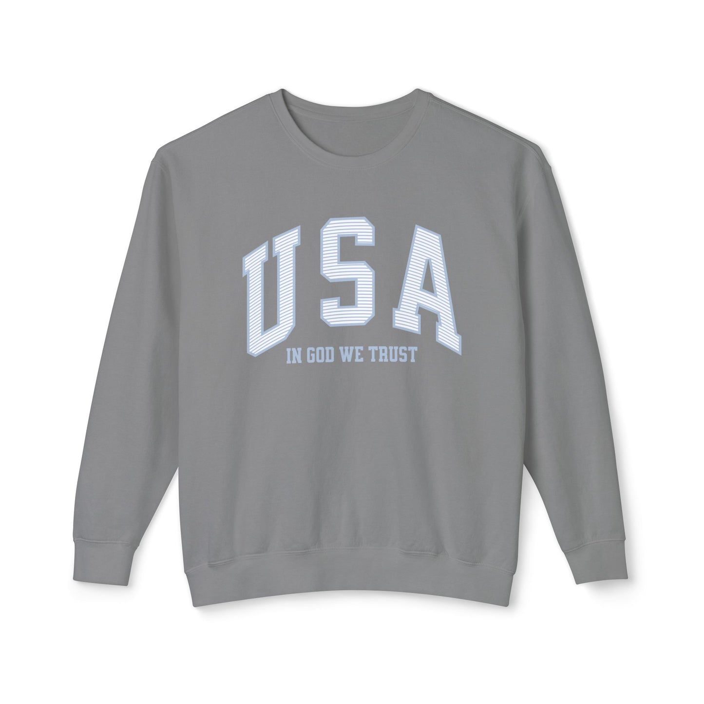 USA Striped In God We Trust Lightweight Sweatshirt - Blue Version