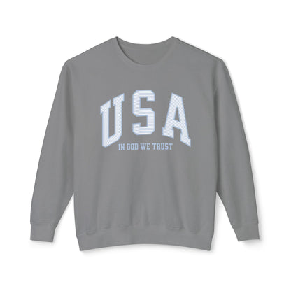USA Striped In God We Trust Lightweight Sweatshirt - Blue Version