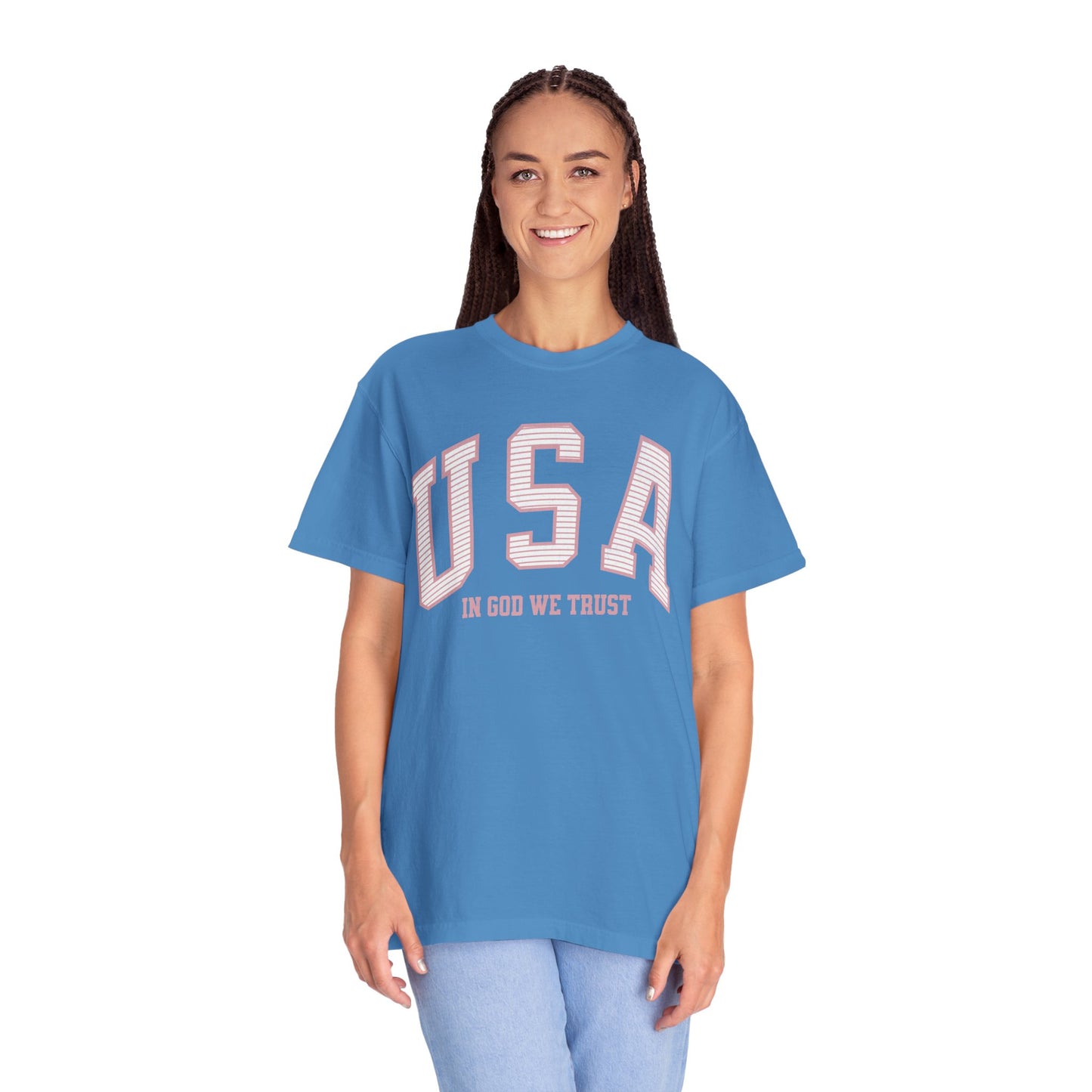 USA - In God We Trust - Distressed Stripe T-Shirt