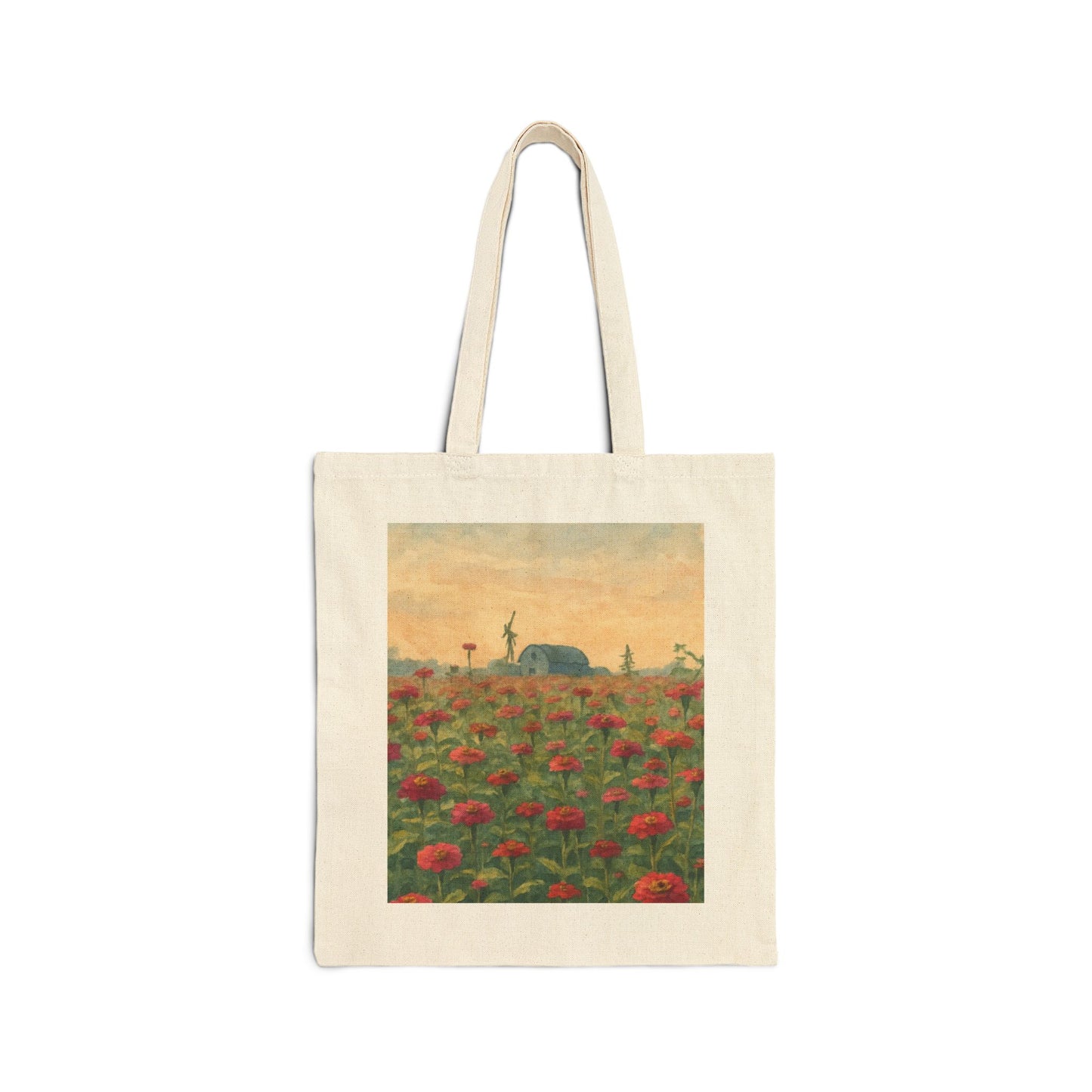 Field of Zinnias Watercolor Tote
