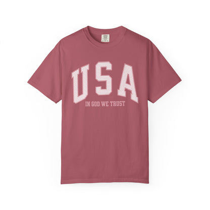 USA - In God We Trust - Distressed Stripe T-Shirt
