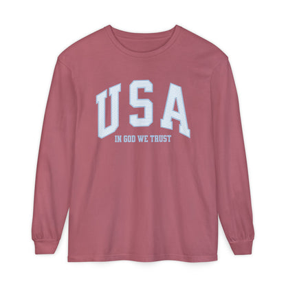 USA Striped In God We Trust Long Sleeve T-Shirt