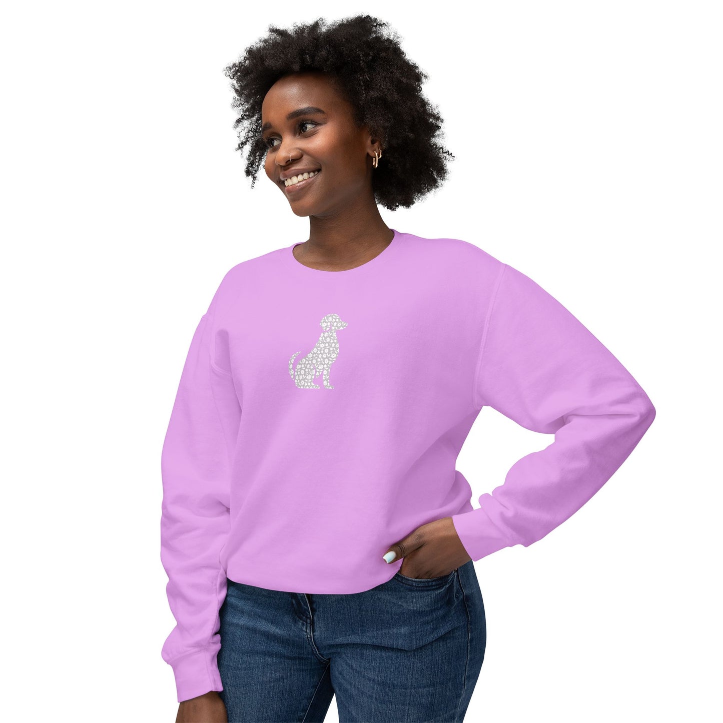 Dog Floral Silhouette Lightweight Sweatshirt