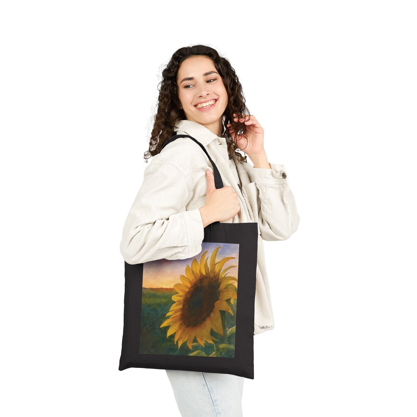 Sunflower at Sunset Watercolor Tote
