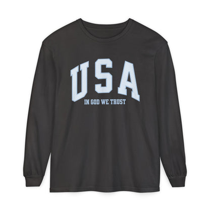 USA Striped In God We Trust Long Sleeve T-Shirt