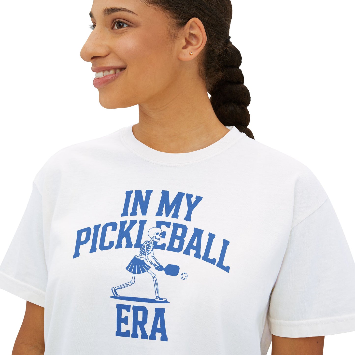 Pickleball Era Skeleton Women's Boxy Crop Tee