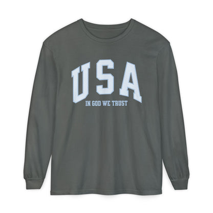 USA Striped In God We Trust Long Sleeve T-Shirt