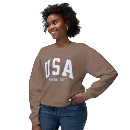 USA Striped In God We Trust Lightweight Sweatshirt - Blue Version