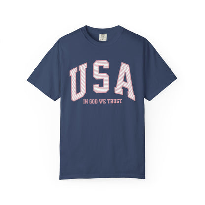 USA - In God We Trust - Distressed Stripe T-Shirt