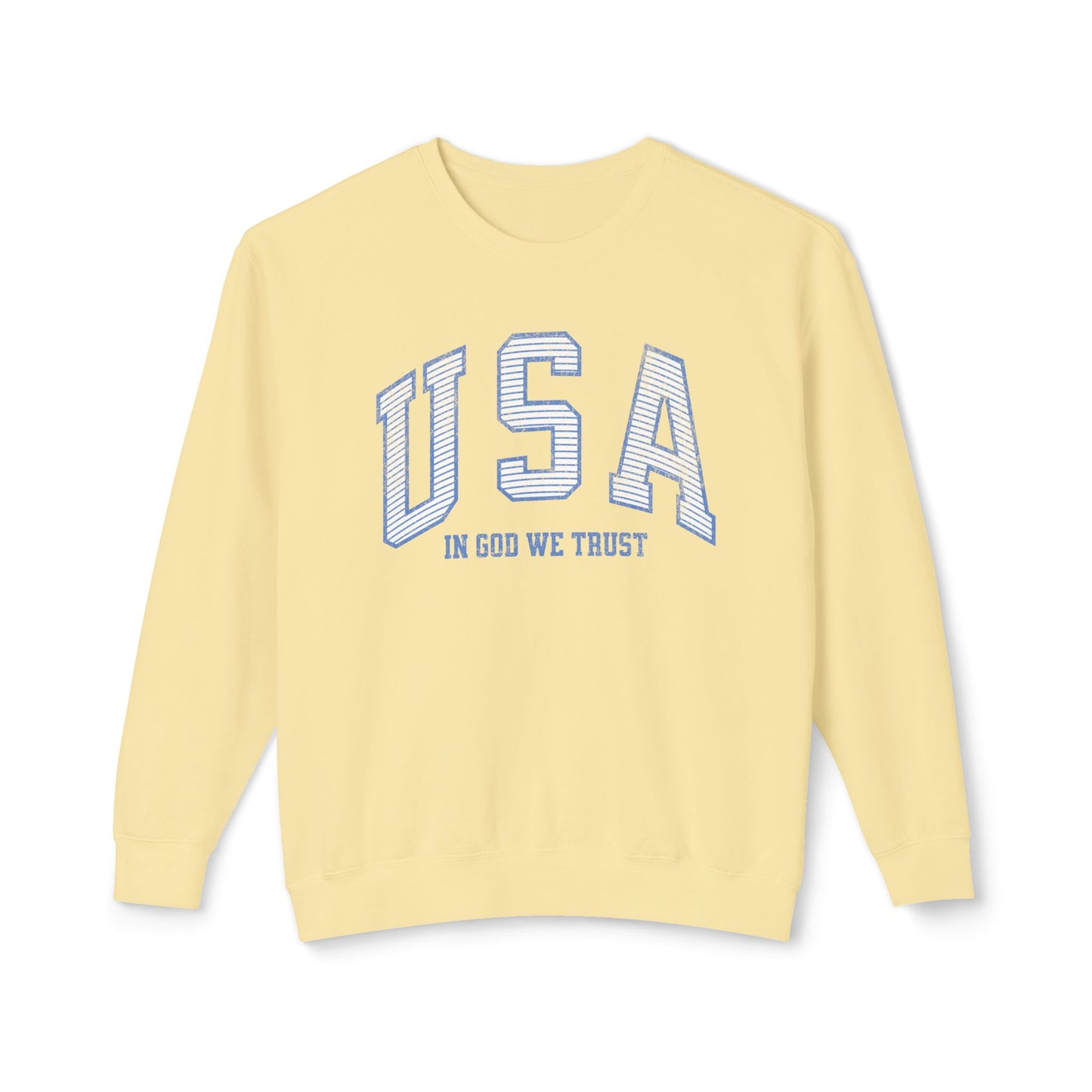 USA Striped In God We Trust Lightweight Sweatshirt - Blue Version