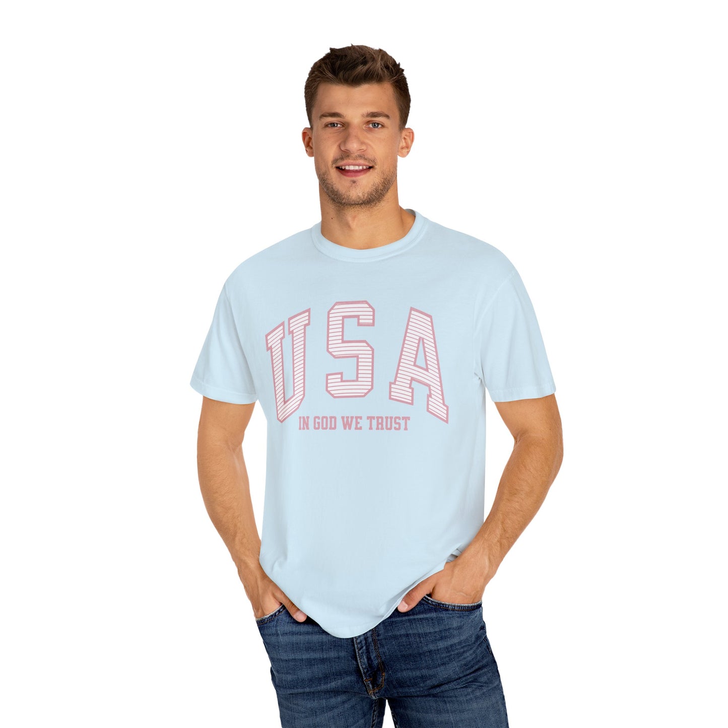 USA - In God We Trust - Distressed Stripe T-Shirt