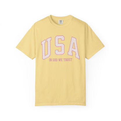 USA - In God We Trust - Distressed Stripe T-Shirt