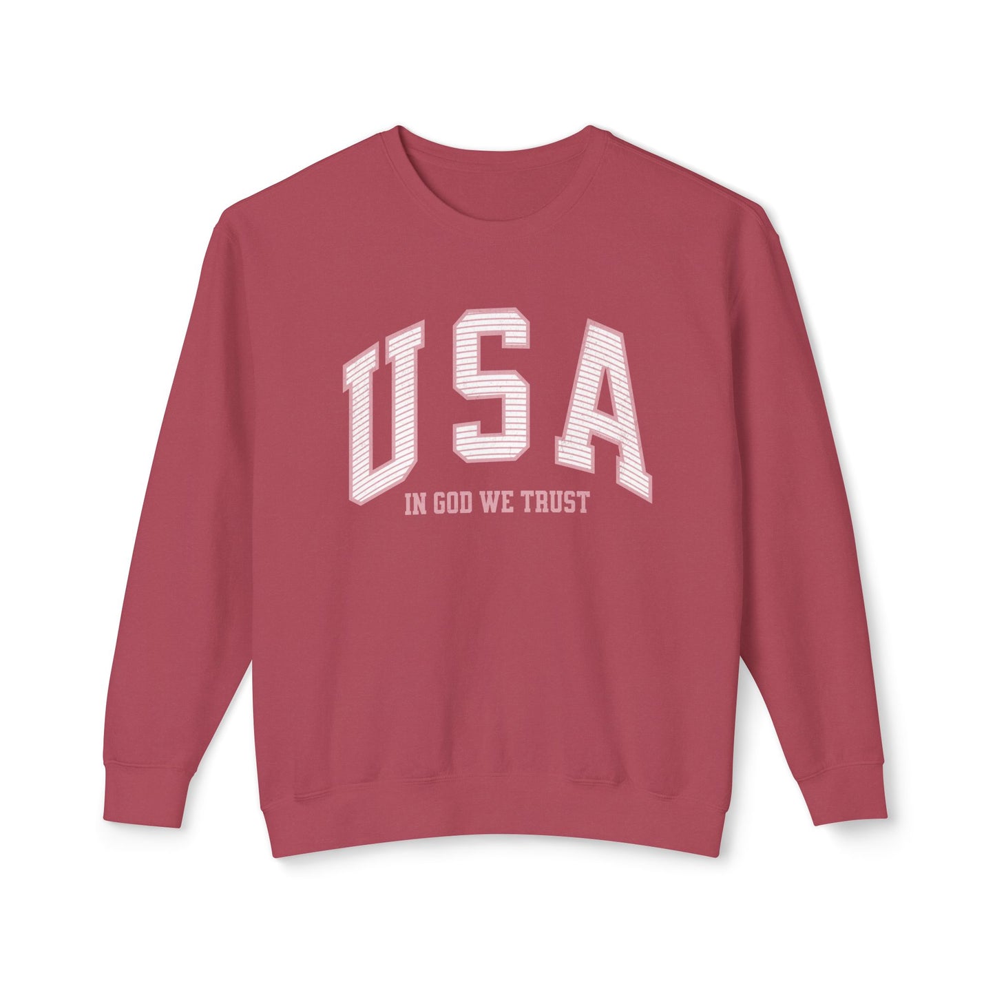 USA Striped In God We Trust Lightweight Sweatshirt