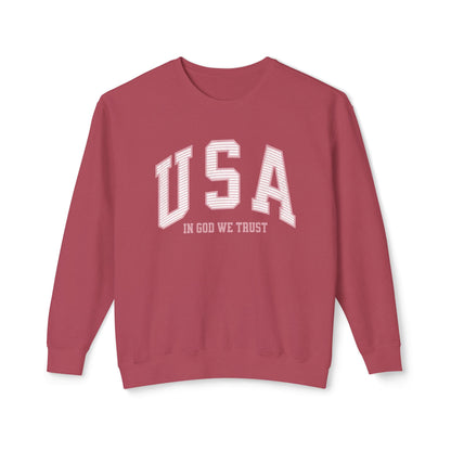 USA Striped In God We Trust Lightweight Sweatshirt