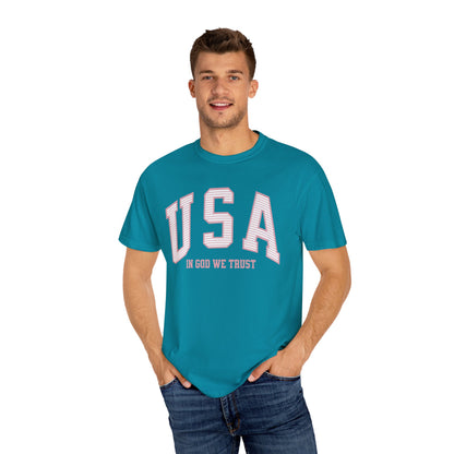 USA - In God We Trust - Distressed Stripe T-Shirt
