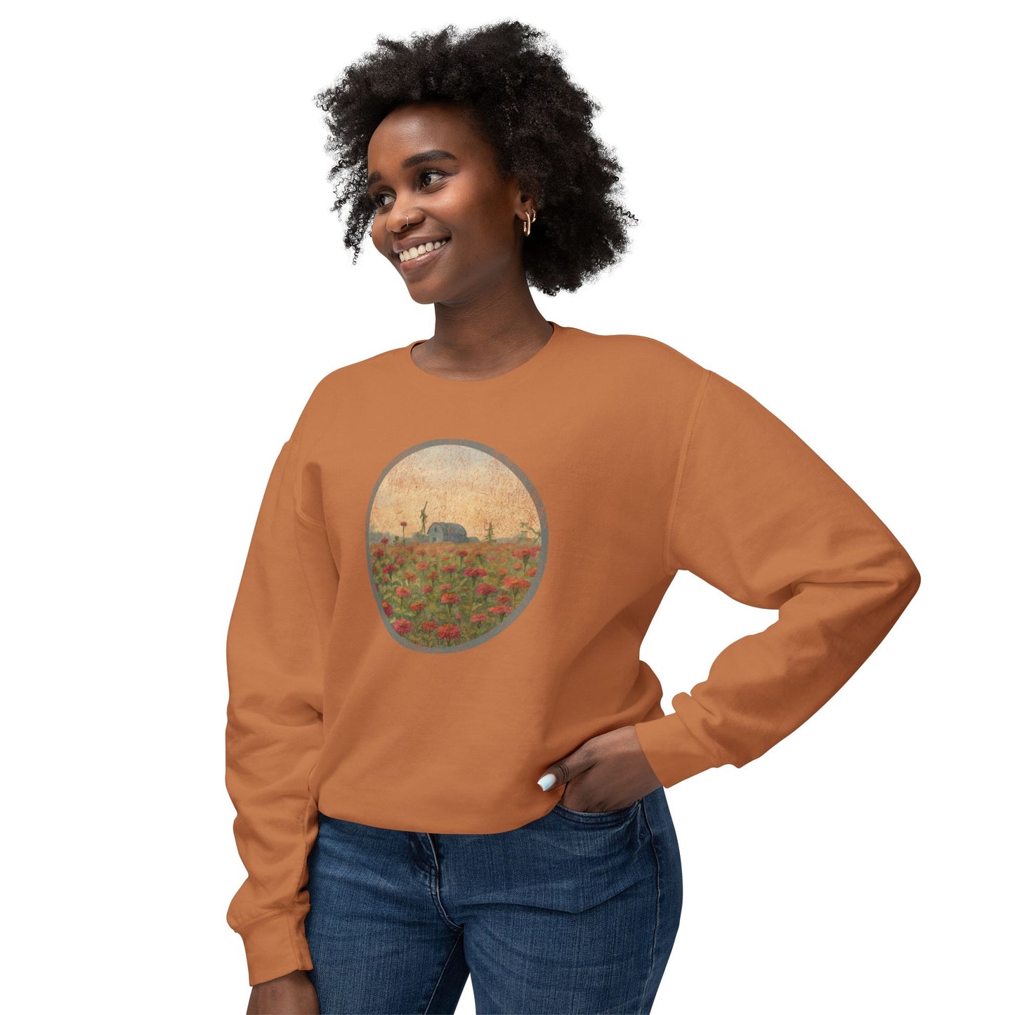 Field of Zinnias Graphic Lightweight Sweatshirt