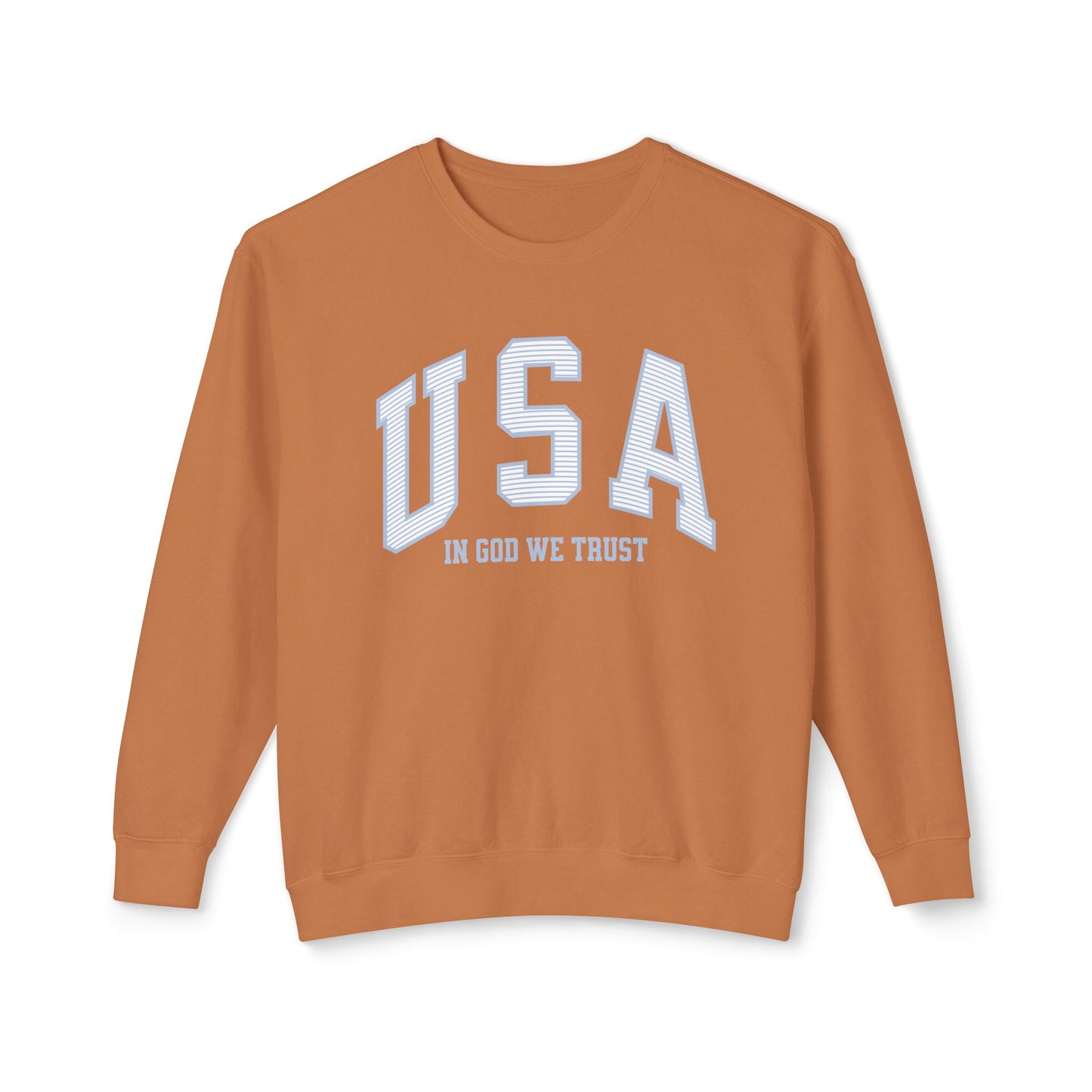 USA Striped In God We Trust Lightweight Sweatshirt - Blue Version