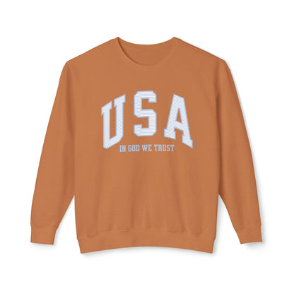 USA Striped In God We Trust Lightweight Sweatshirt - Blue Version
