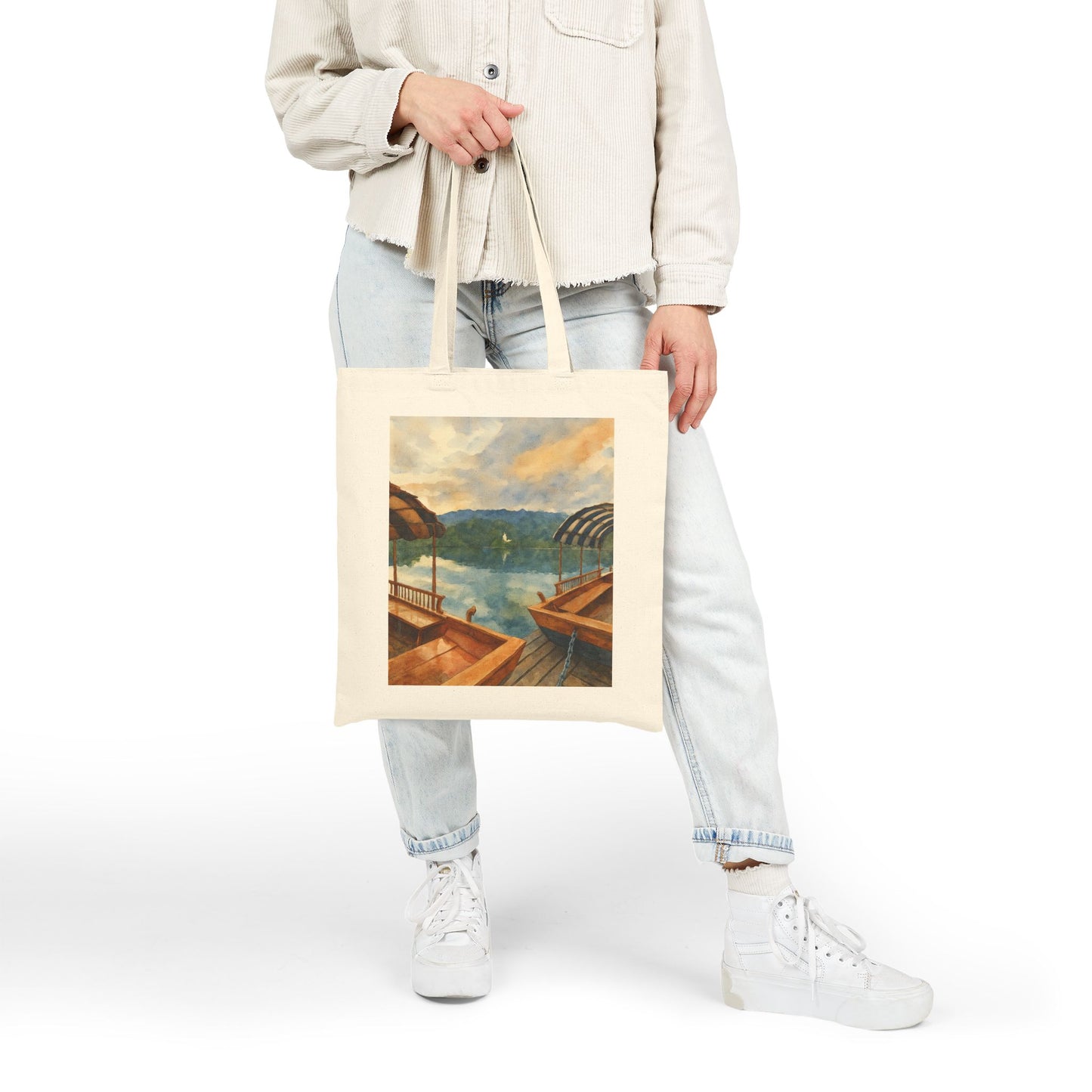 Lake Bled Boats Watercolor Tote