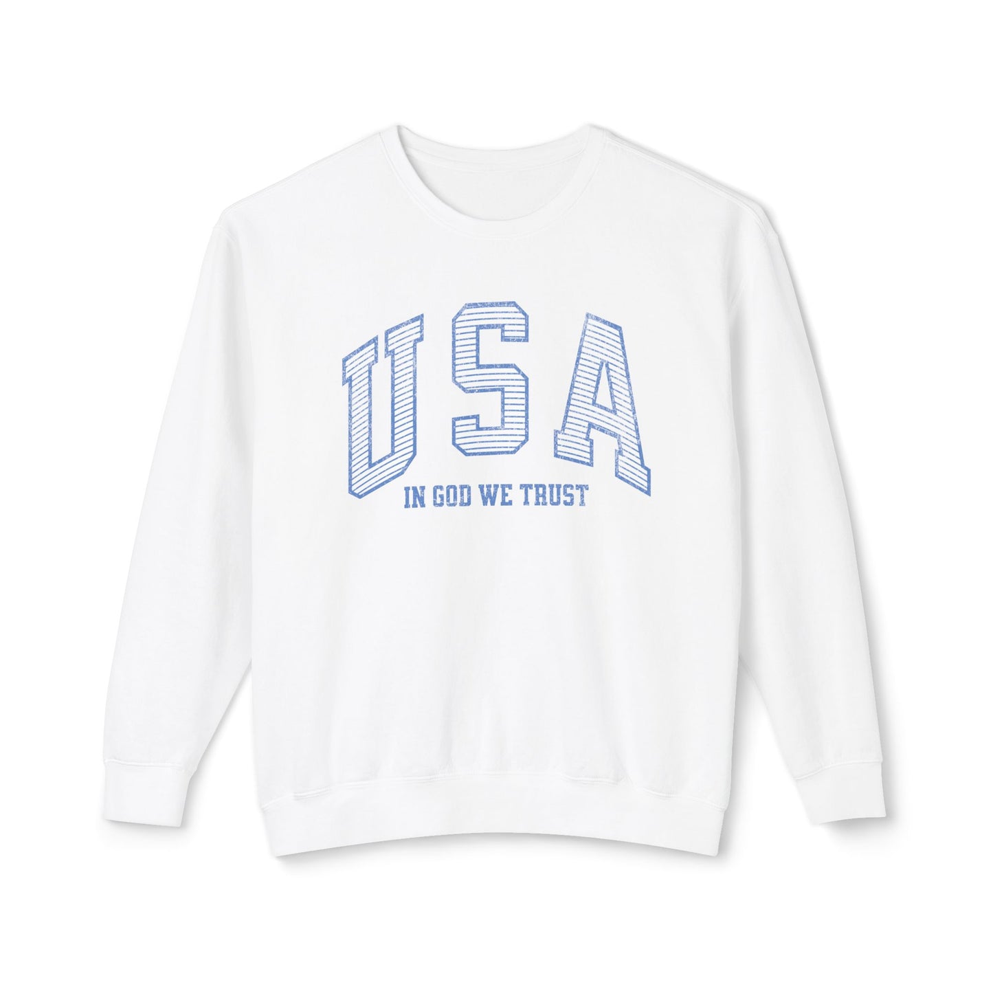 USA Striped In God We Trust Lightweight Sweatshirt - Blue Version