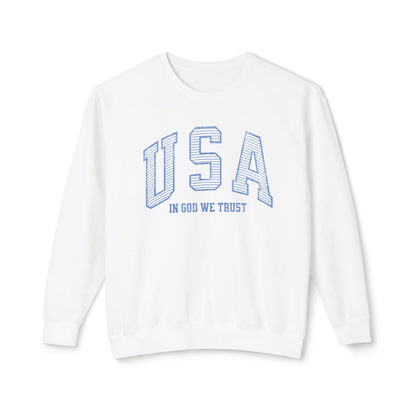 USA Striped In God We Trust Lightweight Sweatshirt - Blue Version