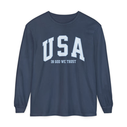 USA Striped In God We Trust Long Sleeve T-Shirt