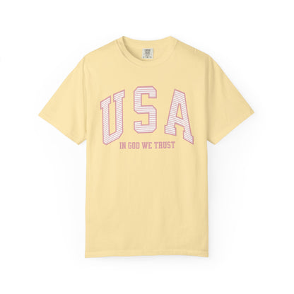 USA - In God We Trust - Distressed Stripe T-Shirt