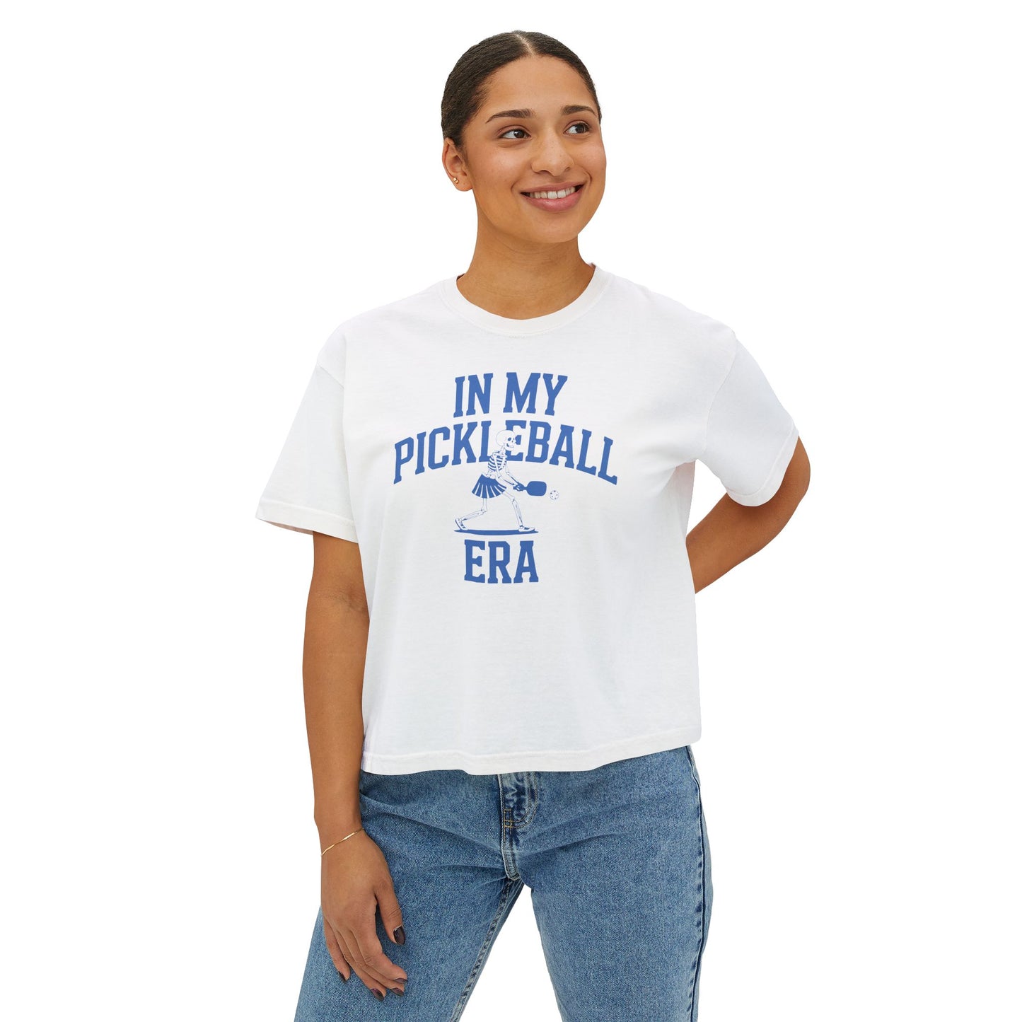 Pickleball Era Skeleton Women's Boxy Crop Tee