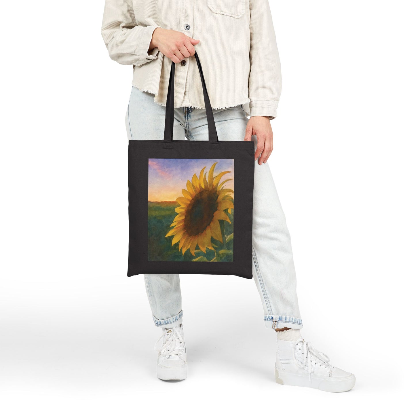 Sunflower at Sunset Watercolor Tote