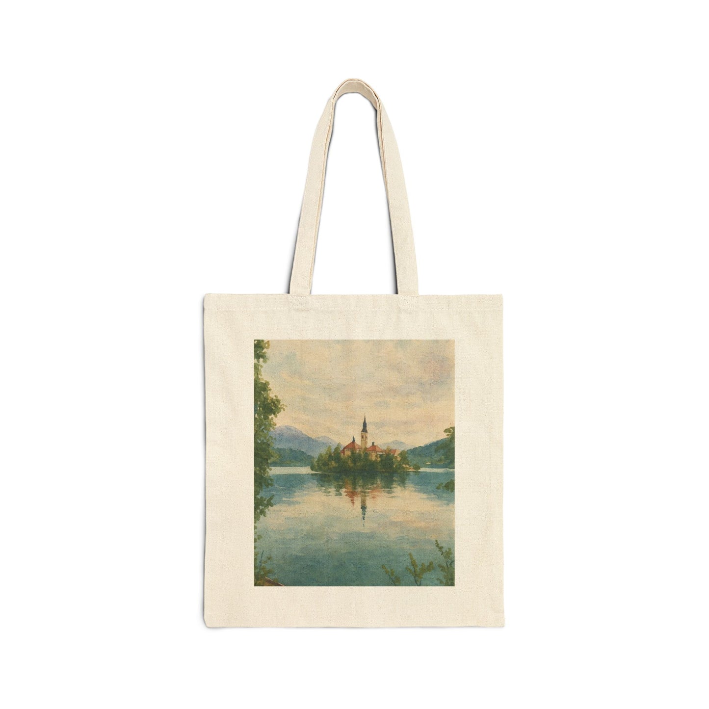 Lake Bled, Slovenia Watercolor Tote