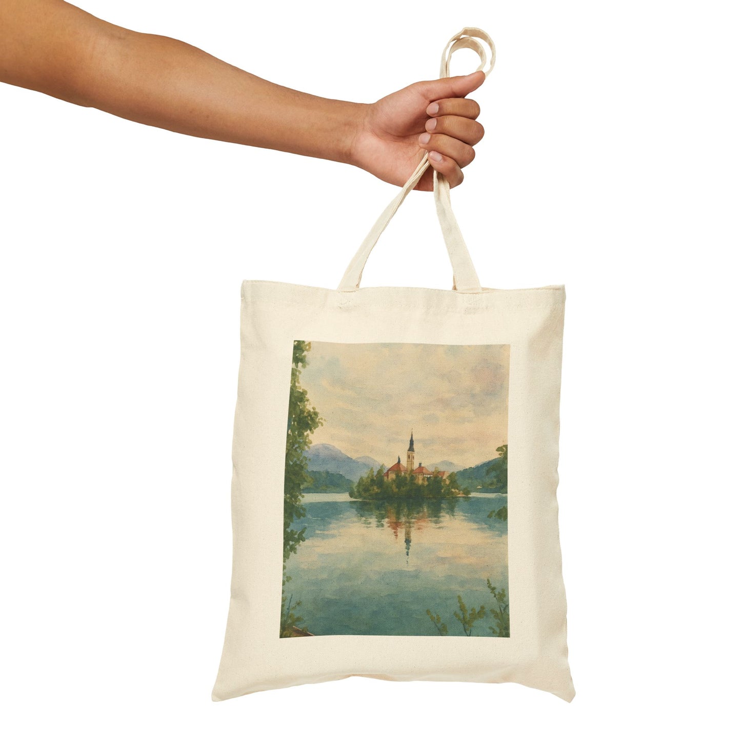 Lake Bled, Slovenia Watercolor Tote