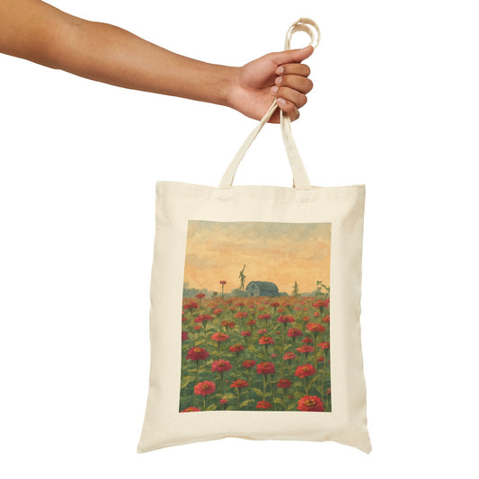 Field of Zinnias Watercolor Tote