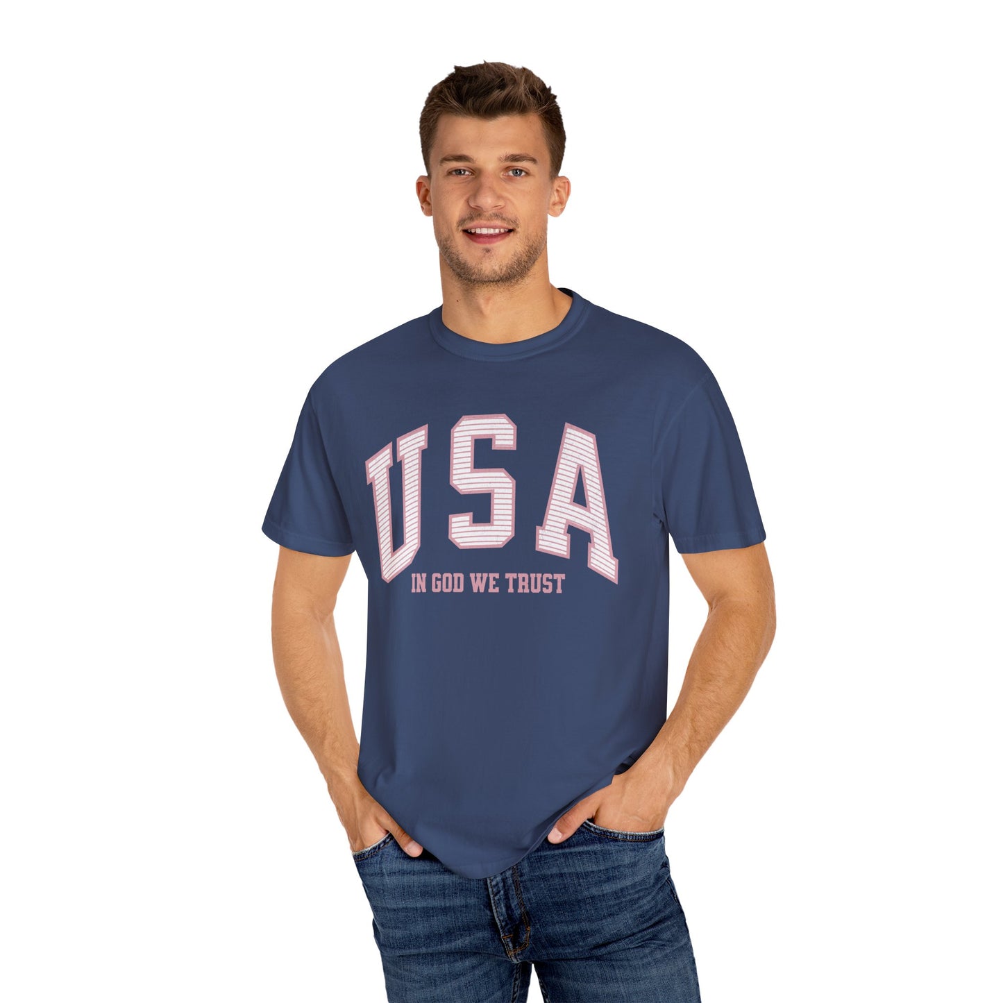 USA - In God We Trust - Distressed Stripe T-Shirt