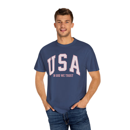 USA - In God We Trust - Distressed Stripe T-Shirt