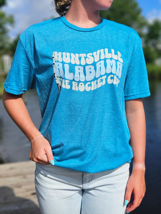 Huntsville AL Rocket City Wavy Font T-Shirt
