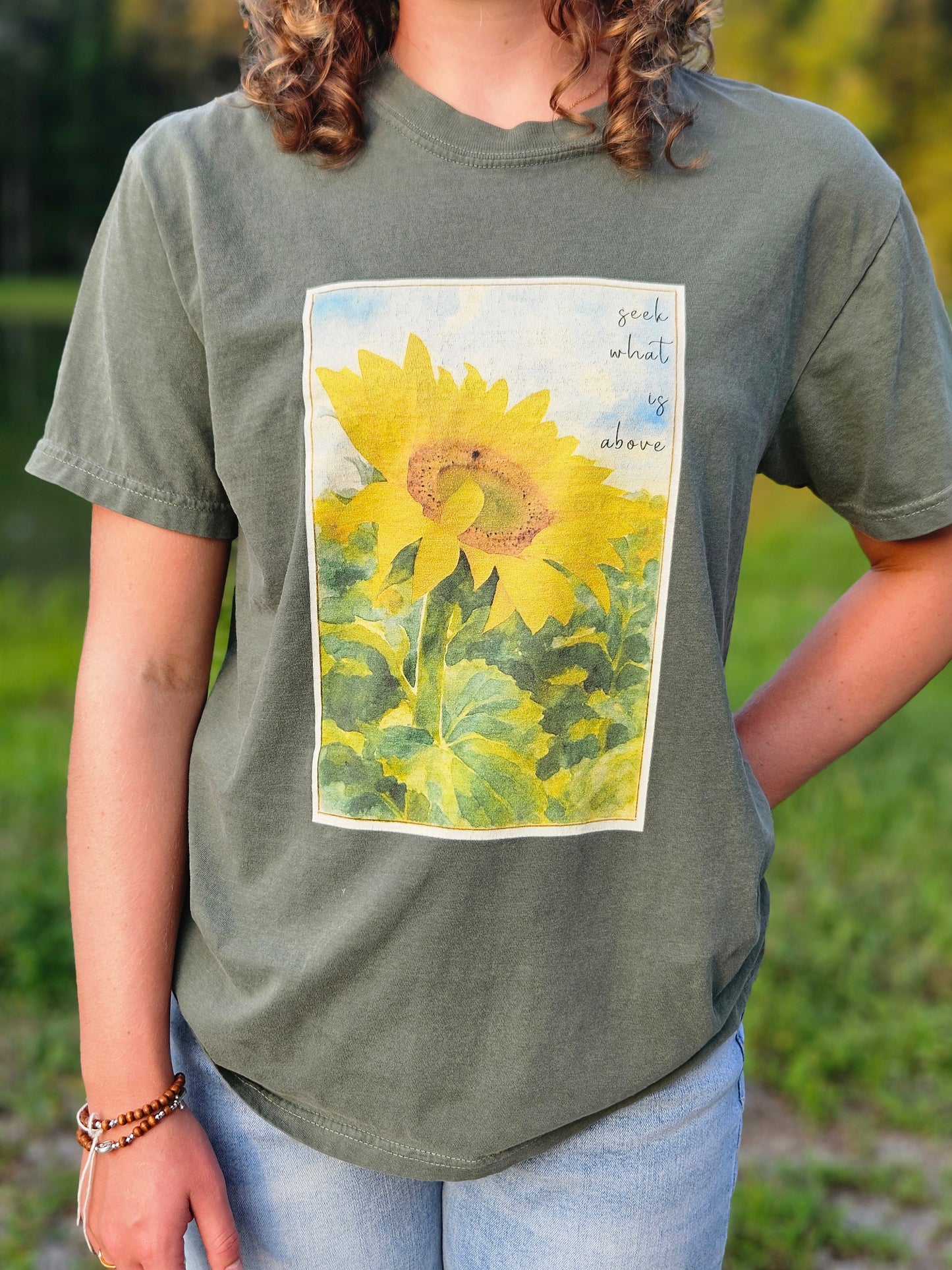 Sunflower (Seek what is Above) Watercolor T-Shirt