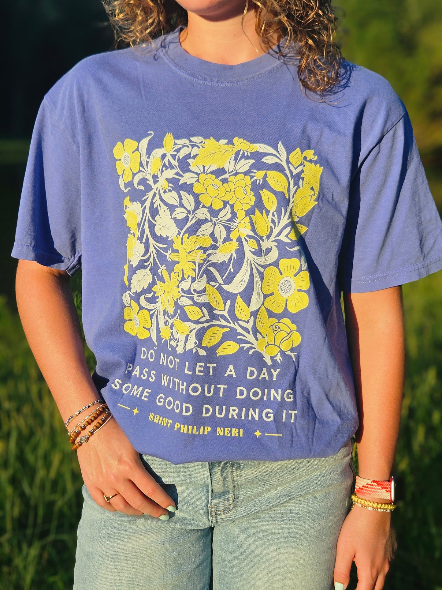 Saint Philip Neri Floral Graphic T-Shirt