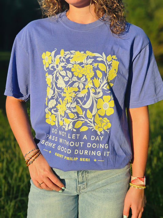 Saint Philip Neri Floral Graphic T-Shirt